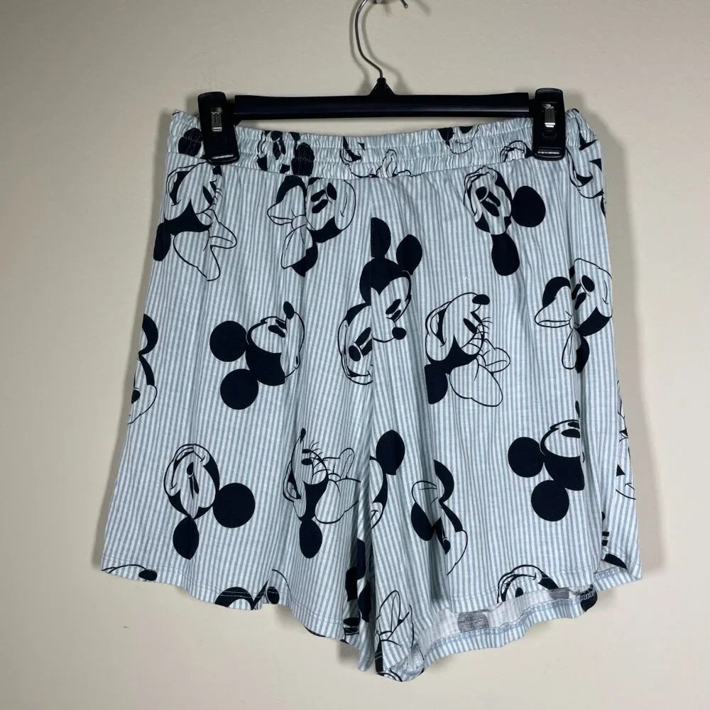 Disney Mickey/Minnie Mouse Blue Striped Top & Shorts Pajama Set SZ Medium! - Picture 6 of 7